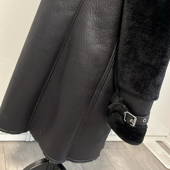 DKNY Wool Faux Fur Long Coat Zipper Closure, Size S - Picture 3 of 14